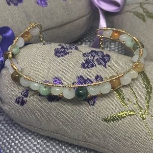 Handmade 14kG/F wire with multi color jade bangle